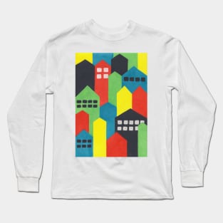 Colourful Painted Cityscape Long Sleeve T-Shirt